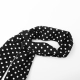 Sexy Deep V-Neckline Backless Black Polka Dot HalterDress Beach-Style Fitted One-Piece Dress