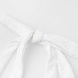 Sexy Water-Soluble Lace High Slit Ruffle DesignRevealing Backless Hip-Hug Skirt See-Through LongDress