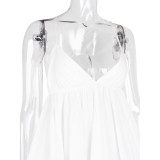 Summer Sexy V-Neck Backless Dress Halter Top BeachStyle Dress Cool Puff-Sleeved Dress