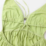 New Trendy Women's Dress Sexy Deep V NeckBackless Long Dress Mature and Elegant Style Beac!Vacation Dress