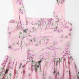 Summer Women's New Printed Halter Dress Figure.Hugging Backless Flirty Floral Short Skirt