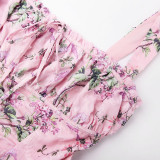 Summer Women's New Printed Halter Dress Figure.Hugging Backless Flirty Floral Short Skirt