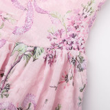 Summer Women's New Printed Halter Dress Figure.Hugging Backless Flirty Floral Short Skirt
