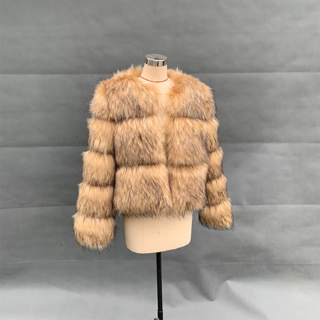 Women's fashionable casual faux mink fur coat warm short style oversized fur coat