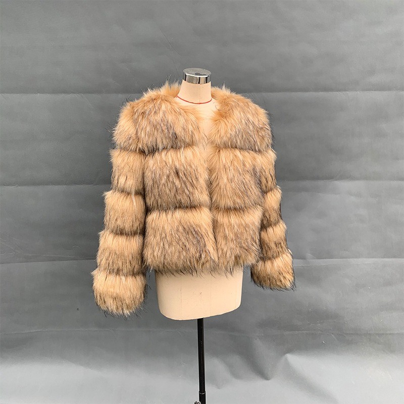 Women's fashionable casual faux mink fur coat warm short style oversized fur coat