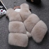 Women's fashionable casual fur jacket coat multi-color faux-fur short fur coat