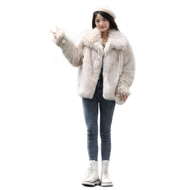 New women's artificial fur coat winter faux-fur fur coat casual and fashionable warm coat