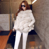 Lady's winter fur coat, faux fox fur coat casual and fashionable collar coat detachable sleeves, warm coat