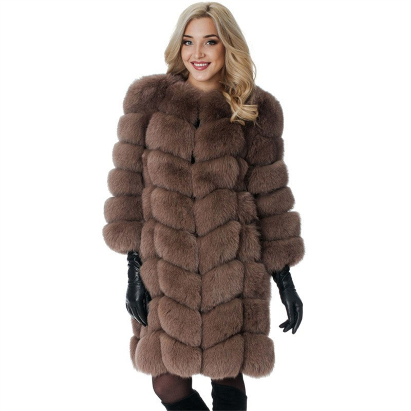Wholesale New Winter Fur Coats WomenFur Patchwork lmitation Fox Fur Thick Warm Coat