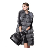 Women's fashionable casual fur jacket coat long silver fox oversized fur coat
