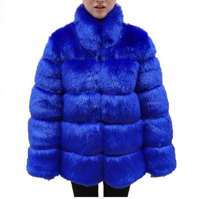 Fashion Autumn Winter Women lmitation Fur StandCollar Coats Faux Fur Jackets Coat Solid MulticolorPlus Size Warm Long Sleeves Jacket