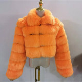 New Plusc Multicolor Furry Cropped Faux FurCoats and Jackets Women Fluffy Winter Fur Lapel CoatFaux Fur Long Sleeves Jacket