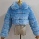 New Plusc Multicolor Furry Cropped Faux FurCoats and Jackets Women Fluffy Winter Fur Lapel CoatFaux Fur Long Sleeves Jacket