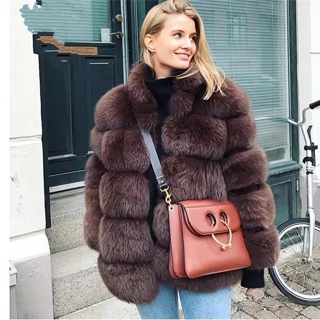 Faux Leather Winter Multi-Color lmitation Fox Fur Coat Women Casual Fashion Warm OutdoorsCoats