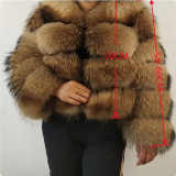 Winter lady's fashionable fur coat faux mink fur leather patch coat