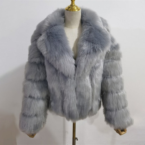 Winter fashionable and warm fur coats multi-color lapel faux fur coats