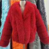 Winter fashionable and warm fur coats multi-color lapel faux fur coats
