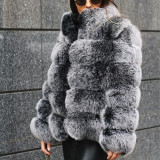 Fashion Autumn Winter Women lmitation Fur StandCollar Coats Faux Fur Jackets Coat Solid MulticolorPlus Size Warm Long Sleeves Jacket
