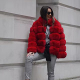 Fashion Autumn Winter Women lmitation Fur StandCollar Coats Faux Fur Jackets Coat Solid MulticolorPlus Size Warm Long Sleeves Jacket