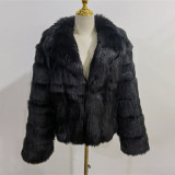 Winter fashionable and warm fur coats multi-color lapel faux fur coats