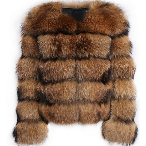 Winter lady's fashionable fur coat faux mink fur leather patch coat