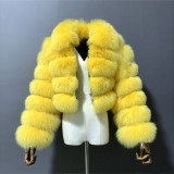 New Plusc Multicolor Furry Cropped Faux FurCoats and Jackets Women Fluffy Winter Fur Lapel CoatFaux Fur Long Sleeves Jacket