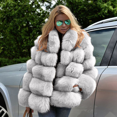 Faux Leather Winter Multi-Color lmitation Fox Fur Coat Women Casual Fashion Warm OutdoorsCoats