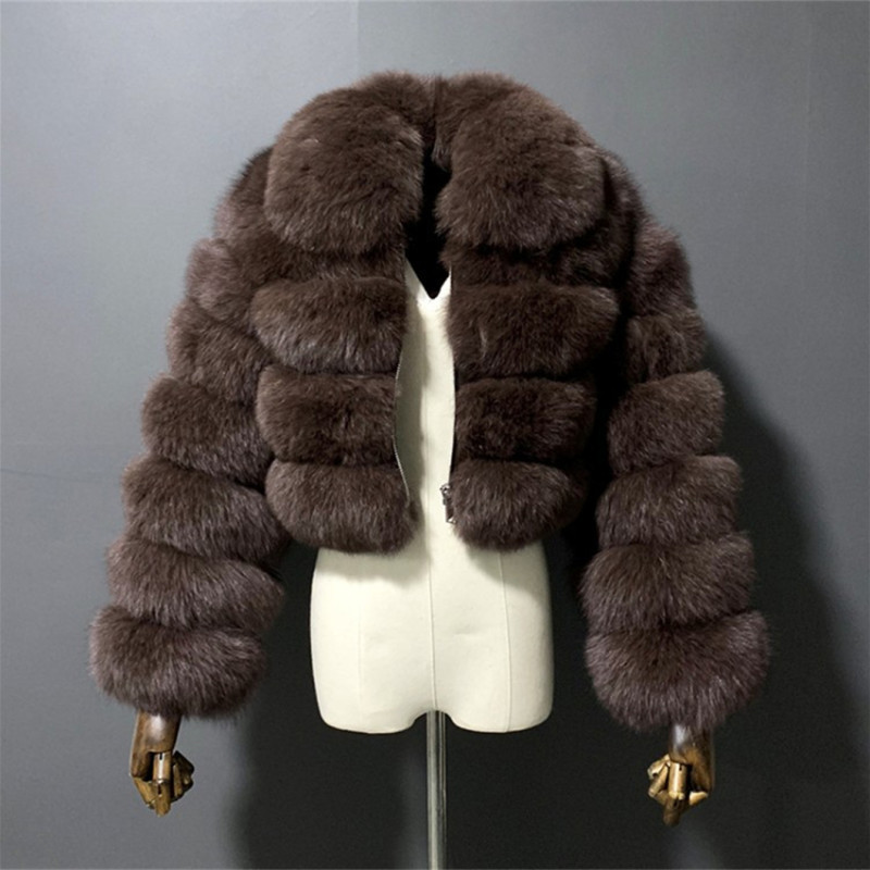 New Plusc Multicolor Furry Cropped Faux FurCoats and Jackets Women Fluffy Winter Fur Lapel CoatFaux Fur Long Sleeves Jacket