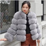 Fashion Autumn Winter Women lmitation Fur StandCollar Coats Faux Fur Jackets Coat Solid MulticolorPlus Size Warm Long Sleeves Jacket