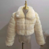 New Plusc Multicolor Furry Cropped Faux FurCoats and Jackets Women Fluffy Winter Fur Lapel CoatFaux Fur Long Sleeves Jacket