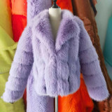 Winter fashionable and warm fur coats multi-color lapel faux fur coats