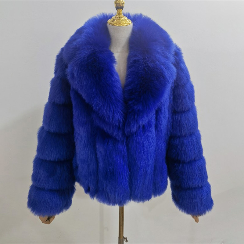 Winter fashionable and warm fur coats multi-color lapel faux fur coats
