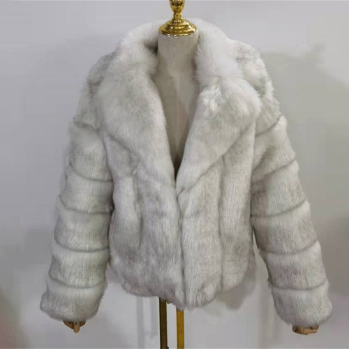 Winter fashionable and warm fur coats multi-color lapel faux fur coats