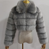 New Plusc Multicolor Furry Cropped Faux FurCoats and Jackets Women Fluffy Winter Fur Lapel CoatFaux Fur Long Sleeves Jacket
