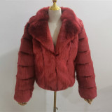 Winter fashionable and warm fur coats multi-color lapel faux fur coats