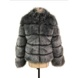 Fashion Autumn Winter Women lmitation Fur StandCollar Coats Faux Fur Jackets Coat Solid MulticolorPlus Size Warm Long Sleeves Jacket
