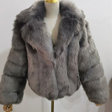 Winter fashionable and warm fur coats multi-color lapel faux fur coats