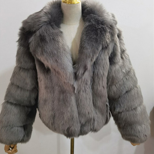 Winter fashionable and warm fur coats multi-color lapel faux fur coats