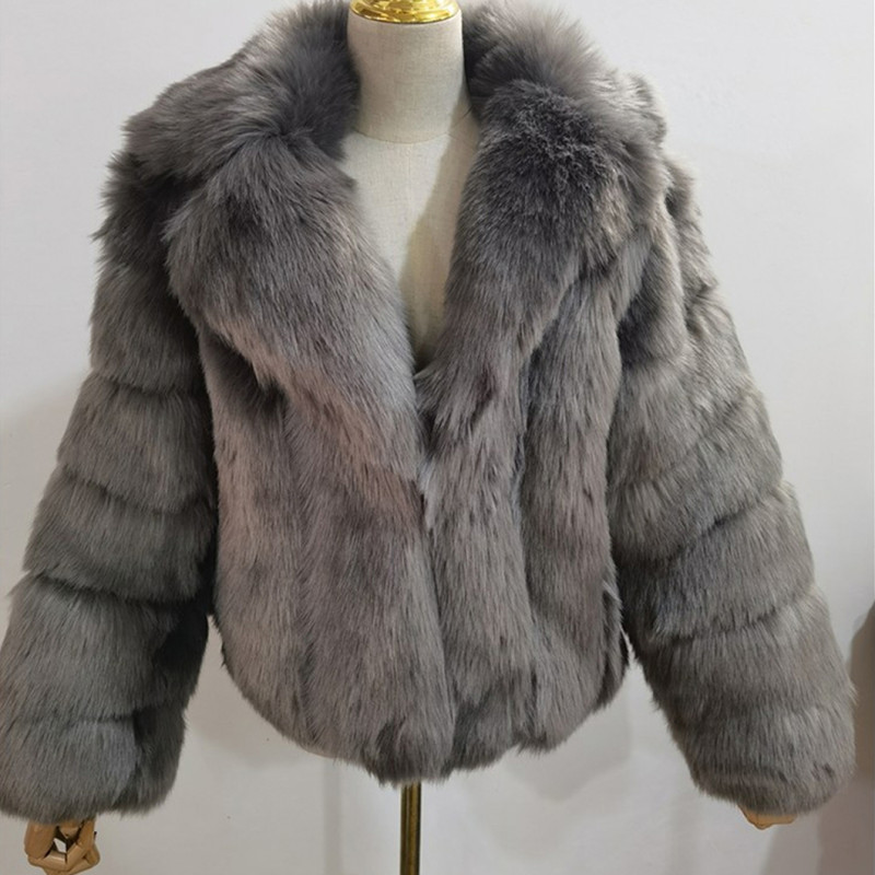 Winter fashionable and warm fur coats multi-color lapel faux fur coats
