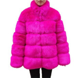 Fashion Autumn Winter Women lmitation Fur StandCollar Coats Faux Fur Jackets Coat Solid MulticolorPlus Size Warm Long Sleeves Jacket