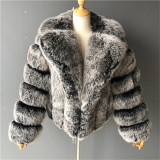 Winter fashionable and warm fur coats multi-color lapel faux fur coats