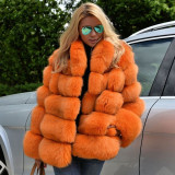 Faux Leather Winter Multi-Color lmitation Fox Fur Coat Women Casual Fashion Warm OutdoorsCoats