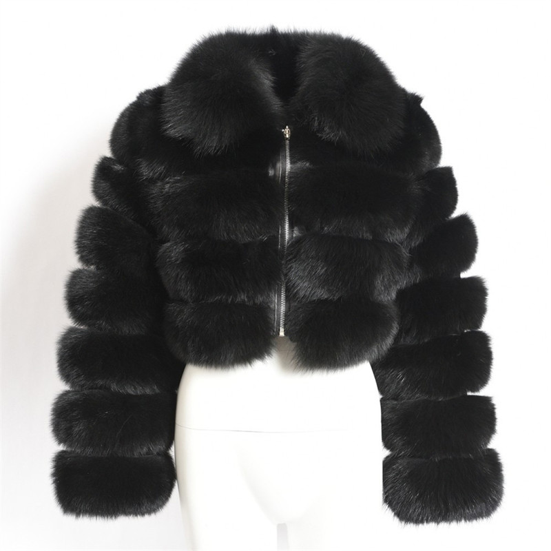 New Plusc Multicolor Furry Cropped Faux FurCoats and Jackets Women Fluffy Winter Fur Lapel CoatFaux Fur Long Sleeves Jacket