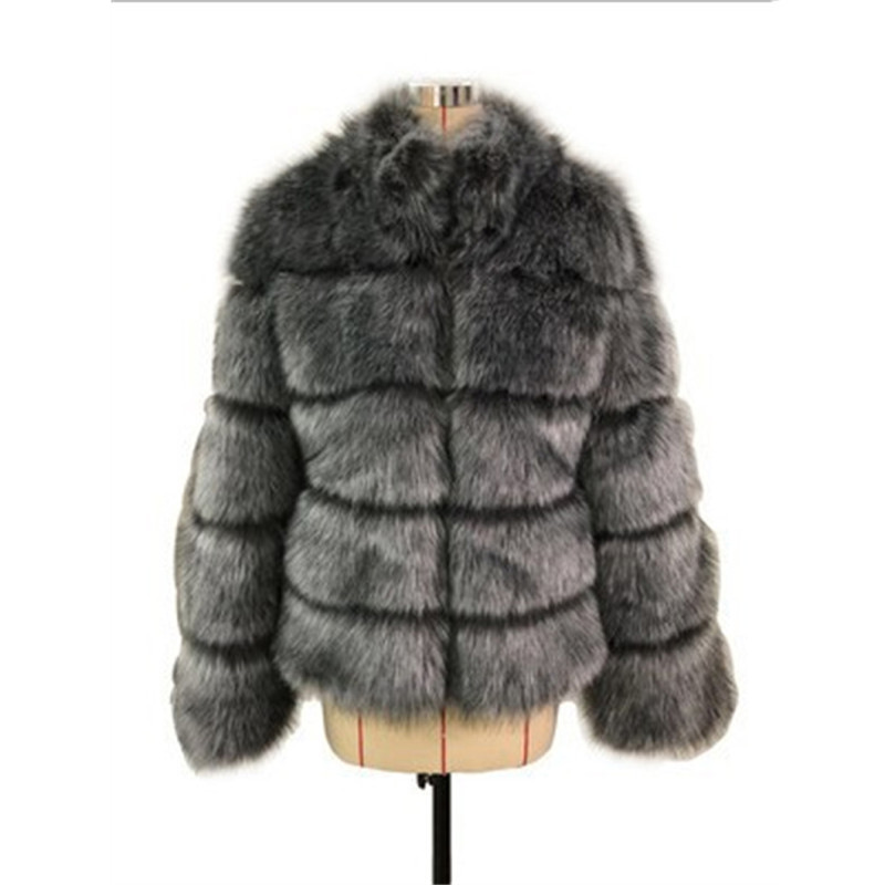 Fashion Autumn Winter Women lmitation Fur StandCollar Coats Faux Fur Jackets Coat Solid MulticolorPlus Size Warm Long Sleeves Jacket