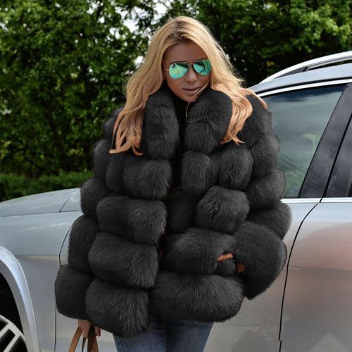 Faux Leather Winter Multi-Color lmitation Fox Fur Coat Women Casual Fashion Warm OutdoorsCoats