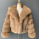 Winter fashionable and warm fur coats multi-color lapel faux fur coats