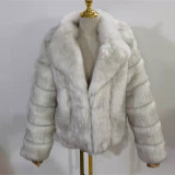 Winter fashionable and warm fur coats multi-color lapel faux fur coats