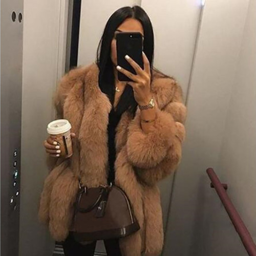 Faux Leather Winter Multi-Color lmitation Fox Fur Coat Women Casual Fashion Warm OutdoorsCoats