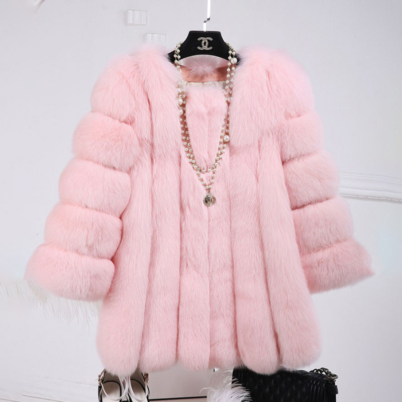 Faux Leather Winter Multi-Color lmitation Fox Fur Coat Women Casual Fashion Warm OutdoorsCoats