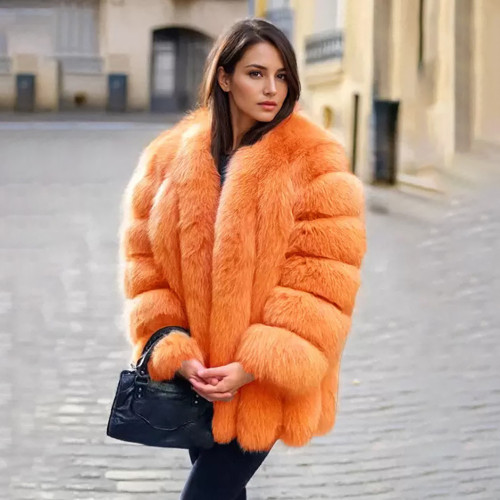 Faux Leather Winter Multi-Color lmitation Fox Fur Coat Women Casual Fashion Warm OutdoorsCoats